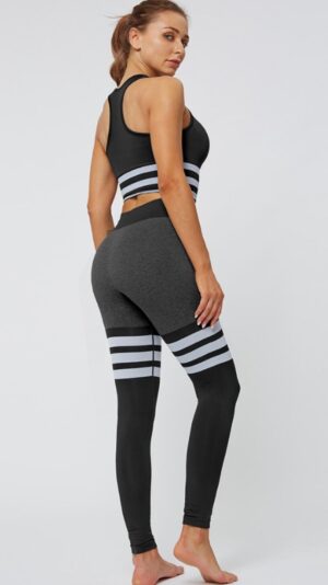 Legging + brassière 3 bandes - Noir