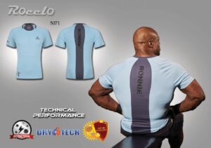 T-shirt RONNIE bleu ciel avec bande violette dans le dos